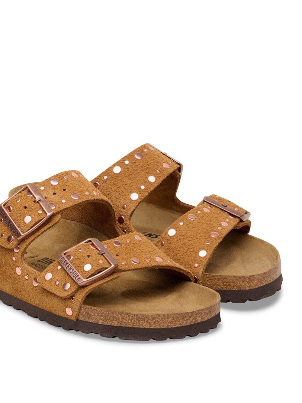 Birkenstock Arizona Rivets Stud Slide Sandal Brown Leather Size 5 US Anthro NEW - Picture 5 of 7